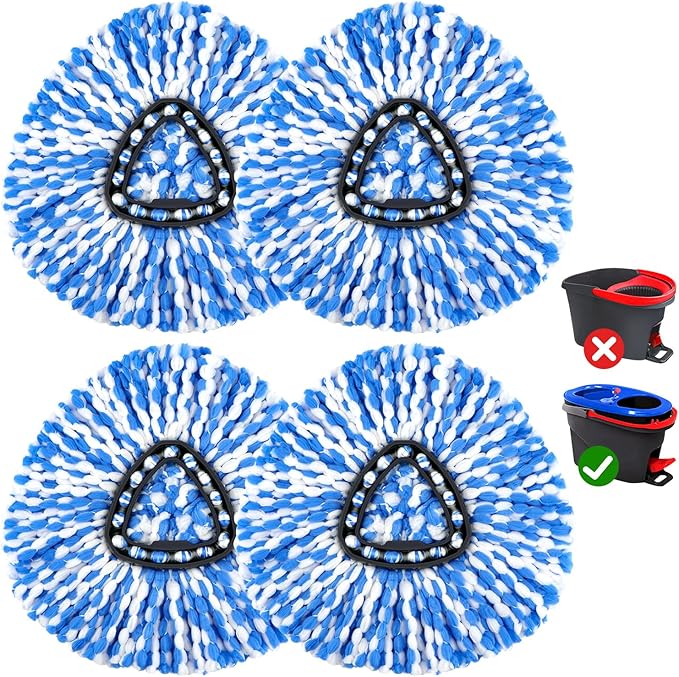 Mop Replace Heads Compatible for O Cedar 4 Pack, Spin Mops Refill Head Replacement for RinseClean 2-Tank System, Machine Washable, Suitable for Hard-surfaced Floors Cleaning