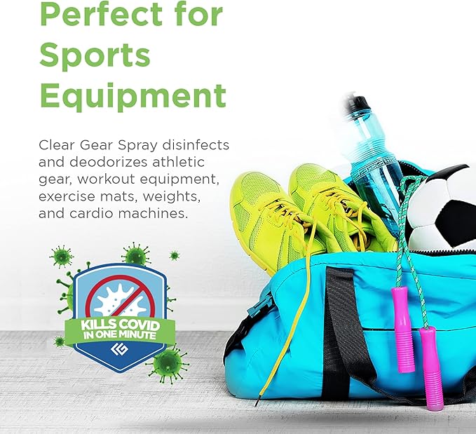 Clear Gear Gym Disinfectant Mat Cleaner, and Gym Equipment Deodorizer for Sports Equipment and Fitness Centers - EPA-Registered, Hospital Grade Disinfectant, Made in USA - (4) 1 Gallon Bottles