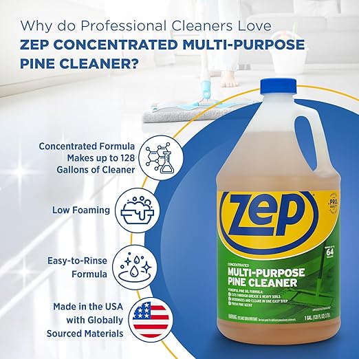 Zep Concentrated Multi-Purpose Pine Cleaner - 128 oz (Pack of 2) ZUMPP128 - Multi-Purpose Cleaner for Professional, Commercial and Household Use, From the Bathroom to Kitchens and Dining Rooms