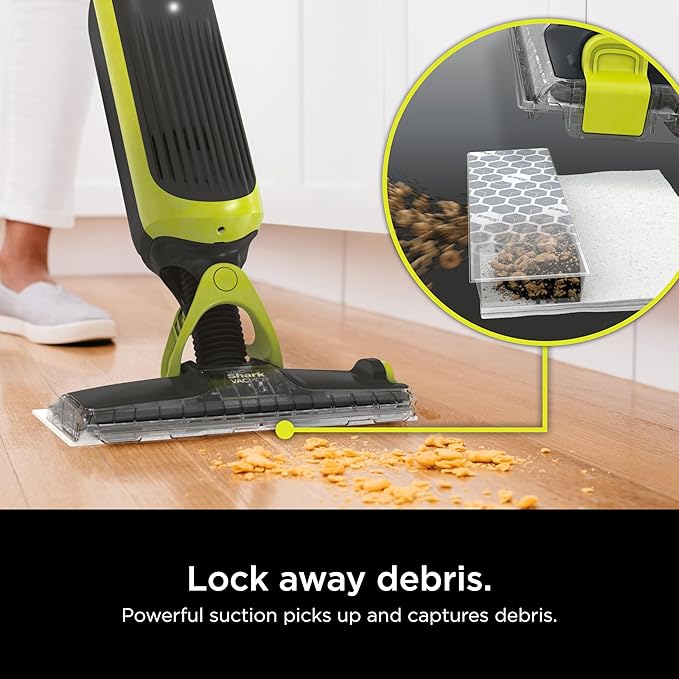 Shark VACMOP Cordless Hard Floor Vacuum Mop Includes 2 Disposable VACMOP Pads and a 12oz VACMOP Solution, Charcoal Gray, VM180