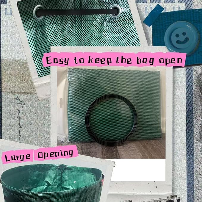 JKKGS Yard Waste Bags (3-Pack, 72 Gallons, H30 x D26 inches), Reusable, Heavy Duty Collapsible Standable Garden Lawn Leaf Bags and Trash Bags for Debris, Grass, Recycling, Camping, Parties, Laundry