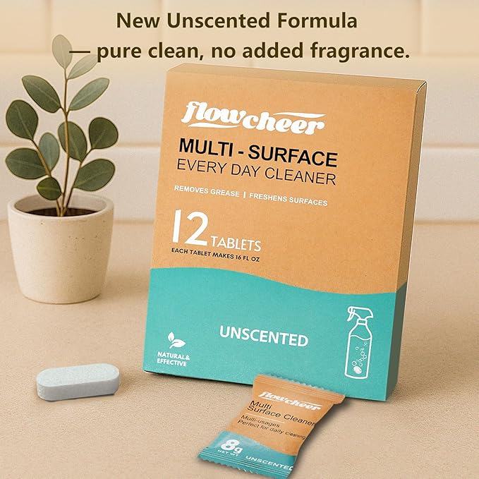 All Purpose Cleaner Concentrate Refills,MultiSurface Clean Refill,No Toxic Cleaning Tablets(12Pack)-Makes 192fl oz(12x16Fl oz)Bottle of Spray Cleaner for Household&Kitchen Cleaning-Unscented