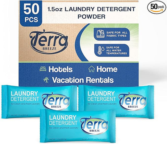 Terra Breeze Laundry Detergent Powder - 1.5 oz Individually Wrapped Packet (Case of 50)
