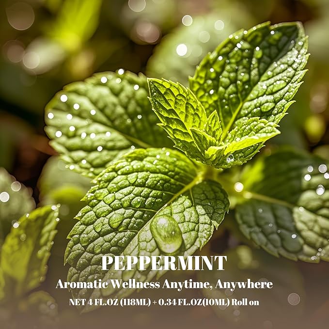 Peppermint Essential Oil & Roll-On Oi — Peppermint Oils for Aromatherapy, Diffusers, Humidifiers, Home fragrances, DIY Skincare, Candle, Soap Making, Relaxation, Yoga, and Meditation