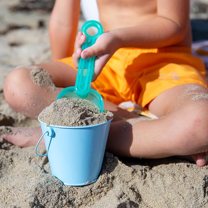 Small Metal Buckets with Handles - Leak-Proof Metal Pail Bucket - Galvanized Bucket with Handle - Multipurpose Tin Bucket for Party Favors, Organization, School, Weddings, Garden - Set of 6, Sky Blue