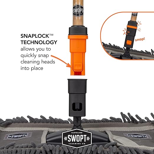 SWOPT 7-Piece Ultimate Indoor Kit — Includes 48” and 60” Wooden Handles, Dust Mop, Cotton Mop, Angle Broom, Flexible Duster, Window Squeegee, and Organizer — Everything You Need to Clean Indoors