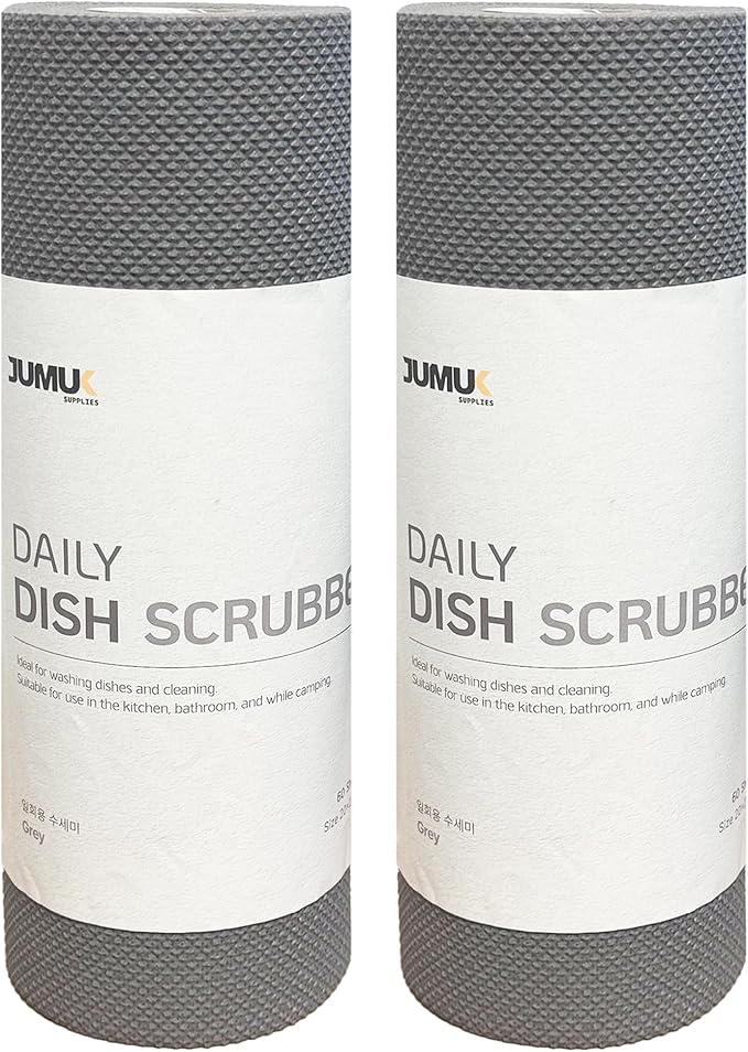 Daily Dish Scrubber Sheet Non-Scratch Household Disposable Cleaning Sponges | Recyclable, Eco-Friendly & Perfect for Kitchen, Home Cleaning and Outdoor Use (2, Grey)
