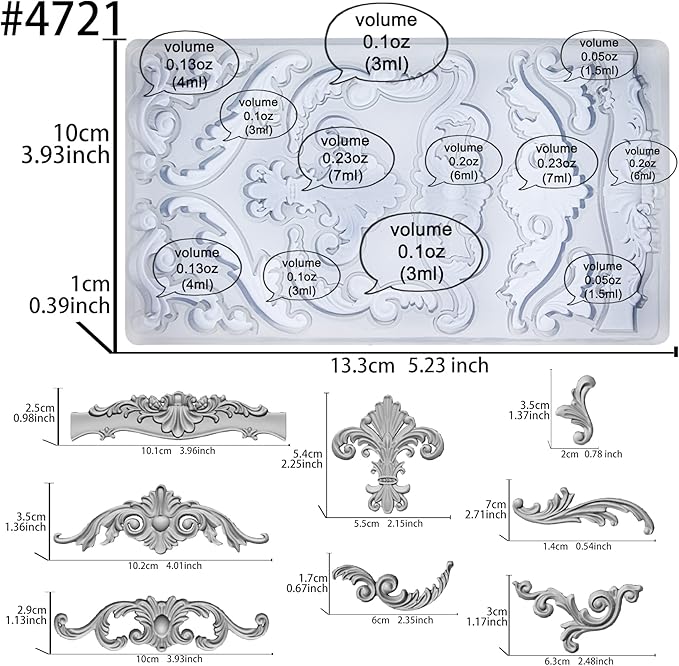 Scrollworks Mold for Polyclay Air Dry Clay Plaster