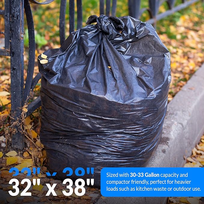 Reli. SuperValue 33 Gallon Trash Bags | 125 Count | Made in USA | Heavy Duty | Black Multi-Use Garbage Bags