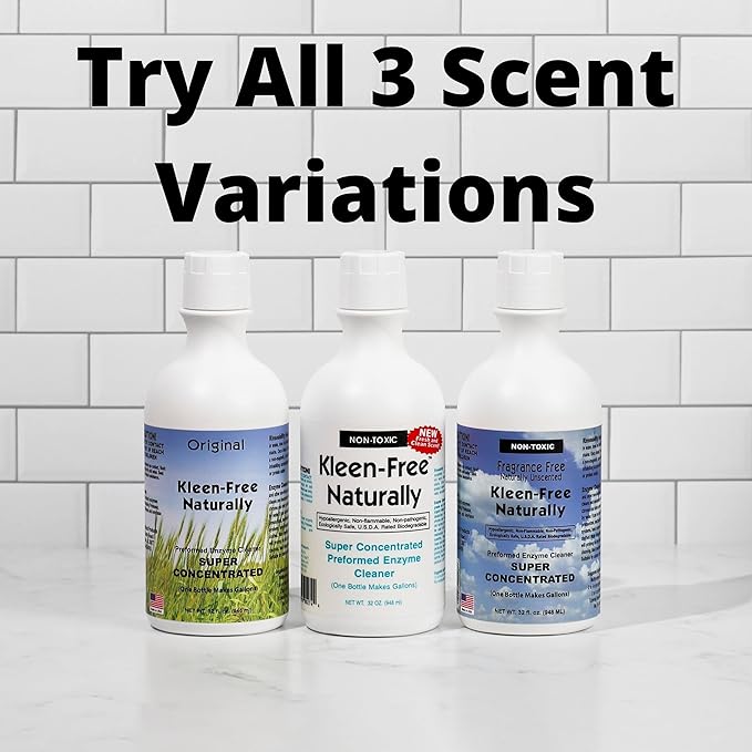 Naturally Preformed Enzyme Cleaner, Enzyme Solution, Multi-Purpose Cleaner, Laundry Additive and More - Concentrate - Fresh and Clean Scent - 32oz