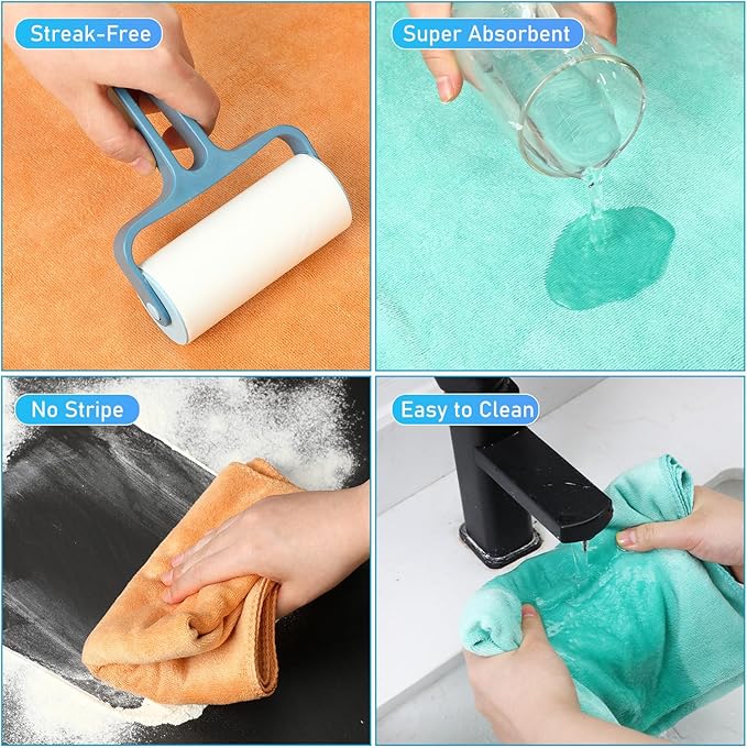 Newwiee 3 Pcs Extra Large Microfiber Cleaning Cloth 30" x 20" Washable Reusable Microfiber Towel Streak Free Lint Free Cloth for Cleaning Home Glass Office Window Bathrooms (Light Green,Blue,Orange)