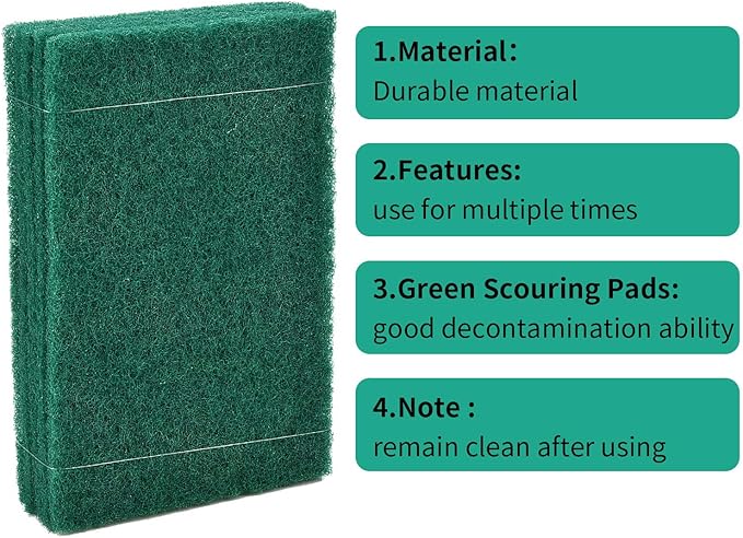 Jetec Scrub Pads Scouring Pads Sponge Dish Scrubber Scouring Cleaning Non Scratch for Kitchen Dishes Cleaning(Green,200 Pieces)