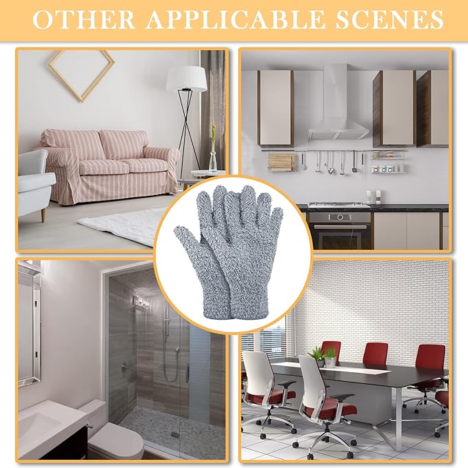 Patelai 3 Pairs Microfiber Plant Dusting Gloves Leaf Cleaning Gloves for Indoor Plants, Blinds, Furniture, House(Medium,Black, White, Gray)