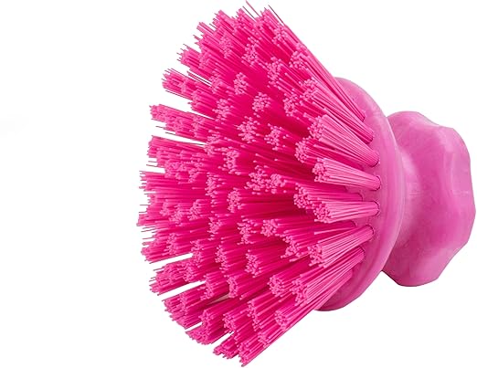 SPARTA 42395EC26 Plastic Scrubber Brush, Round Brush, Dish Scrub Brush With Color Coded For Cleaning, Kitchen, Bathroom, Bathtub, Dishes, Sink, 5 X 5 X 4 Inches, Pink