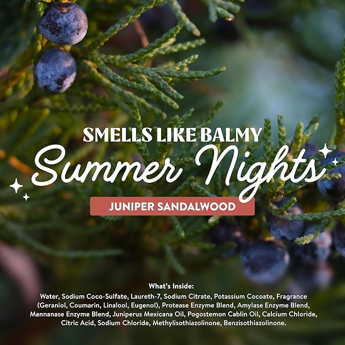 Ultra Concentrated Liquid Laundry Detergent Soap, 64 loads (32 oz), Long Lasting Scent, 90% Less Plastic, No Harsh Chemicals, Juniper Sandalwood, Defeats Stains & Odors, HE/Standard Compatible