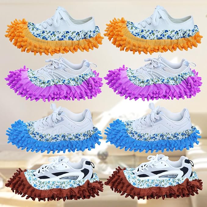 Mop Slippers Shoes Cover Duster - Microfiber Mopping Slippers for Floor Cleaning,Floor Cleaning Tools, Washable Reusable Mop Shoes Microfiber Foot Socks (2 Pairs)