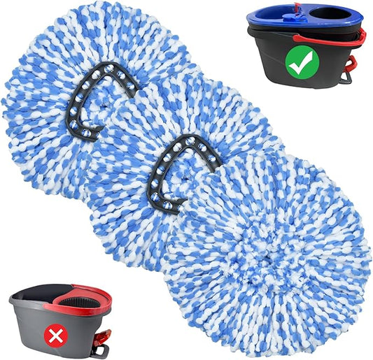 Mop Heads Replacements for Oceda Mop Replace Head RinseClean 2-Tank System, 3 Pack Spin Mop Replacement Head, Microfiber Mop Refills, Machine Washable and Deep Cleaning (NOT for 1-Tank System)