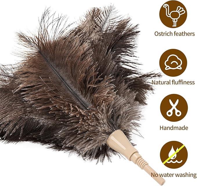 Extendable Cleaning Duster 94 Inch - Long Telescoping Ostrich Feather Dusters with Stainless Steel Extension Pole for High Ceiling Fan, High Ceilings,Roof Dusting