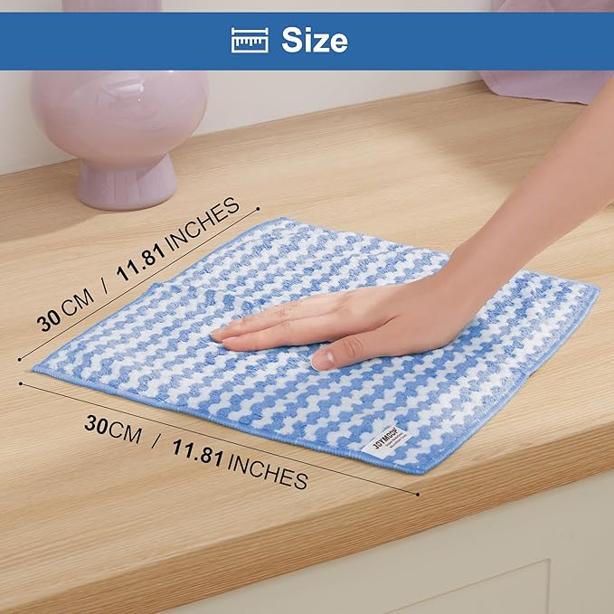 JOYMOOP 5 Pack Microfiber Cleaning Cloth, All-Purpose Microfiber Towels, Absorbent Streak Free Lint Free Rags for Cleaning Reusable and Washable Towels - 11.81" x 11.81"