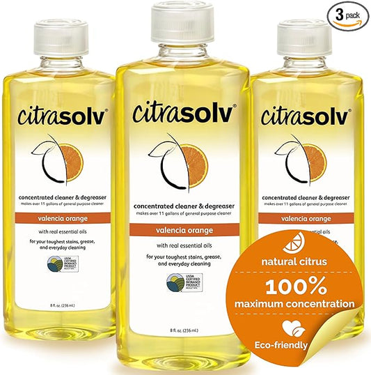 Citra Solv Concentrated Household Cleaner & Degreaser -Valencia Orange Scent 8 fl oz Safe, Effective, and Versatile Cleaning Solution, Natural Ingredients Non Toxic,Biodegradable, Made in USA (3)