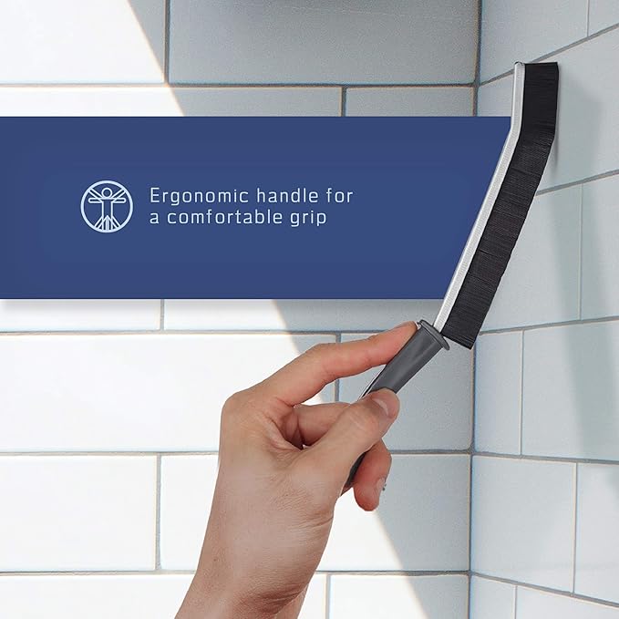 Grout Cleaner Scrub Brush Deep Tile Joints - Stiff Angled Bristles for Showers, Bathtubs, Kitchens - Multi-Surface All-Around Household Cleaning Tool