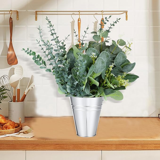 16 Pack Galvanized Buckets, 4.5"x 5.2" Metal Buckets with Handle Small Pails Tin Bucket for Party Favors, Farmhouse Flower Bucket Garden Planters Decorative Table Centerpieces Party Supplies