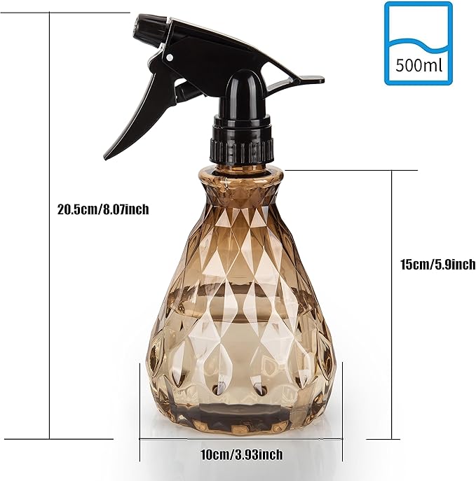 2 Pcs Spray Bottles, 500 ml/17 oz Empty Water Spray Bottles, Plastic Reusable Adjustable Mist Sprayer Squirt Bottles Containers Refillable for Cleaning Solutions, Gardening, Plants