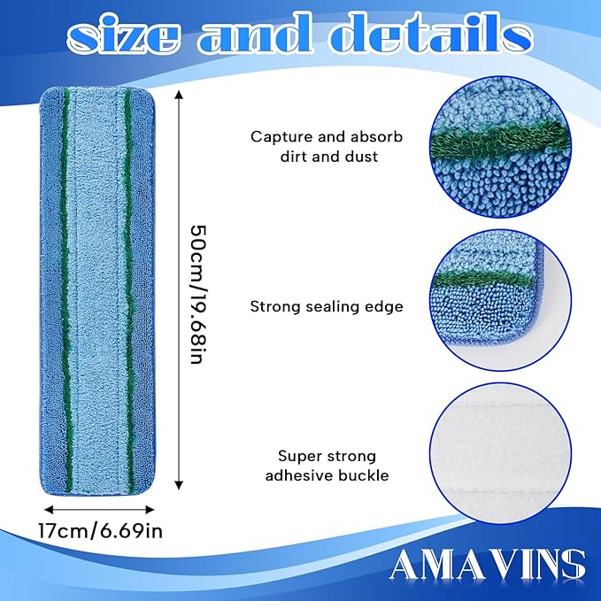 Microfiber Cleaning Pads for Bona Mop, 3 Pack Value - Reusable Mop Pads for 18 Inch Mop, Includes Dusting Pad, Cleaning Pad, and Three Zone Deep Clean Pad for Wood, Stone, Tile, Laminate, Vinyl Floor