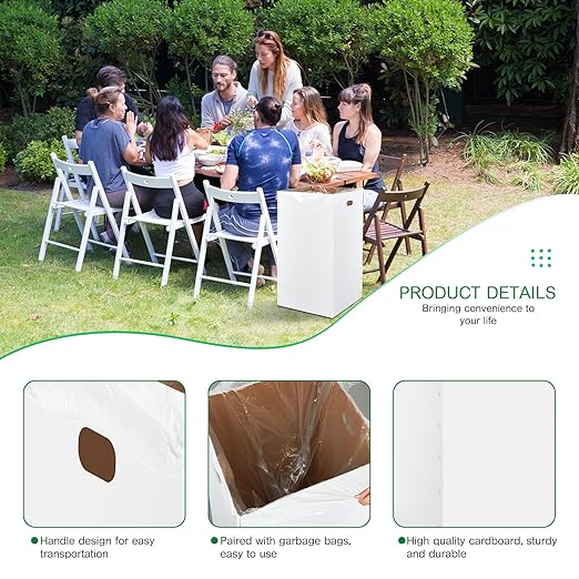Nosiny 20 Pcs 50 Gallon Disposable and Reusable Corrugated Cardboard Trash Cans for Events, Recycling Bins Bulk with Trash Bags,Cardboard Garbage Boxes for Parties,18" x 18" x 36" (White)