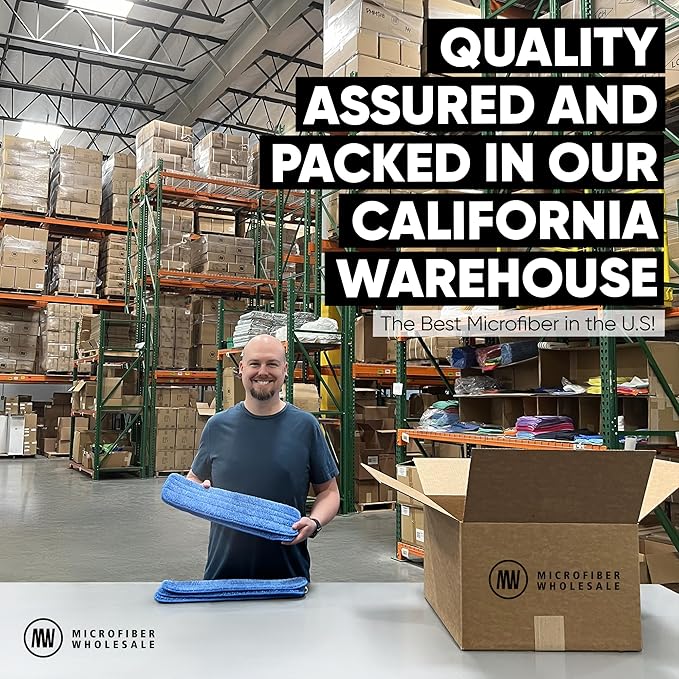 Bulk 18" Microfiber Wet Mop Pads Wholesale - Case Quantity (108 Count) | Use with Any Fastener Style Mop Frame | Machine Washable