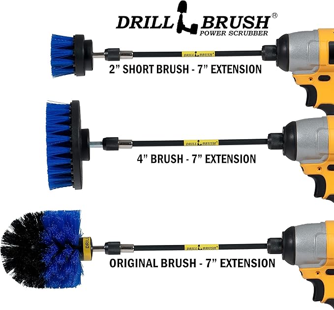 Drillbrush Outdoor Carpet Cleaner - Drill Brush Power Scrubber - Boat Brush - Spa, Hot Tub, Cleaner Brushes - Pool Grout Cleaner - Bathroom Power Scrubbing Pads - Rotary Drill Brush Cordless Scrubber