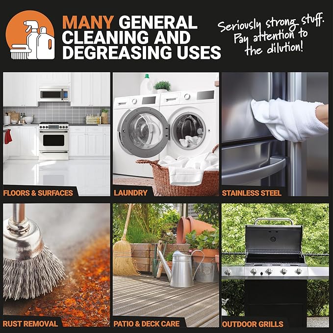 Calyptus 50% Pure Concentrated Vinegar | Maximum-Performance (12.5X) Power | Technical Grade | Dilutes Easily to 5% Acidity (1.5 Cups per Gallon) | Home and Outdoor Cleaning Concentrate | 4 Gallon