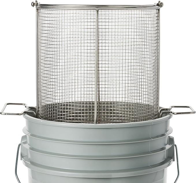 Dip N’ Drain – The Ultimate Stainless Steel Parts Cleaning Basket | Fits Any 5-Gallon Bucket, 1/4″ Mesh, Swing Handle (Bucket Included)