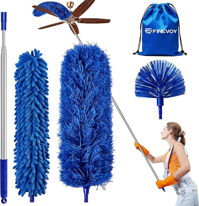 Dusters for Cleaning, Duster with Extension Pole 5 in 1 Kit, Cobweb Duster, Long Dusters for High Ceilings, Microfiber Dusters for Ceiling Fan, Blinds and Furniture