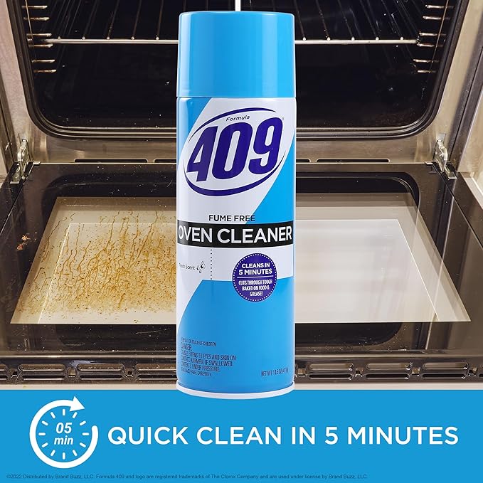 409 Fume Free Aerosol Oven Cleaner Spray, Fresh Scent - Cuts Through Grease on Grill & Stove Top, Cleans in 5 Min, Powerful Clean You Can Trust, Kitchen Cleaning Supplies, 14.5 Oz