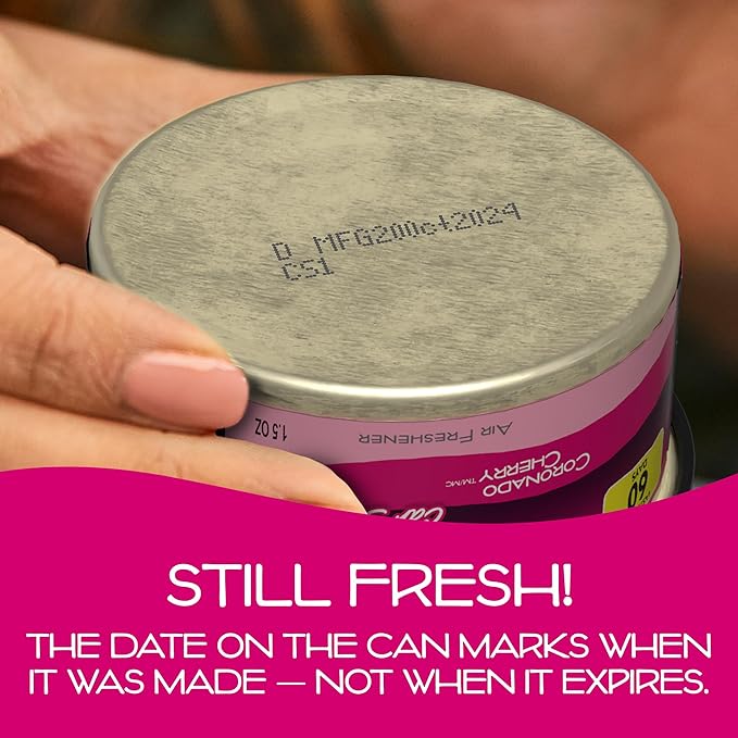 Can Air Freshener and Odor Neutralizer by California Scents, Stocking Stuffers, Set of 12 Spillproof Cans for Home and Car, Coronado Cherry, 1.5 Oz Each