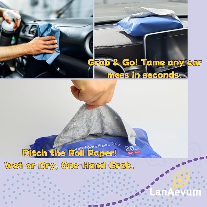 Microfiber Cleaning Cloths 60-Pack Microfiber Towels Pull-Out Packs 8.7x8.7 in, Lint Free, Streak Free, Absorbent, Reusable, Washable, Scratch Free, for Kitchen, Car Detailing, Glass, Pink/Gray/Blue