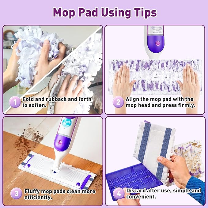 Funtin Power Mop Pads for Swiffer PowerMop, Thickened Unscented Disposable Mopping Refills, Dry & Wet Use for Floor Cleaning, 40 Pads ONLY