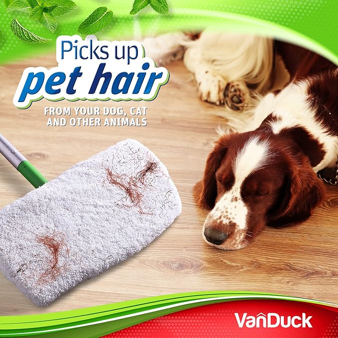 VanDuck Reusable 100% Cotton Mop Pads Compatible with Swiffer Sweeper (4-Pack), Terry Cloth Mop Covers Washable for Wet Mopping and Floor Cleaning (Handle is Not Included)