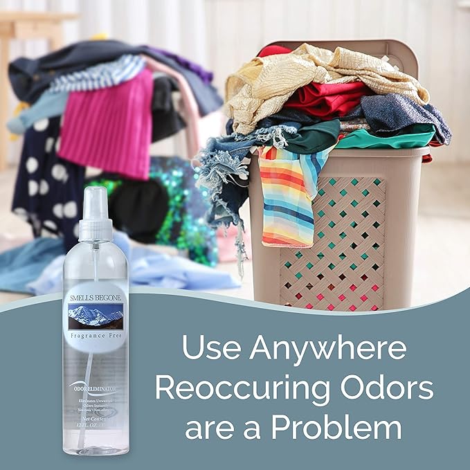 SMELLS BEGONE Air Freshener Spray - 12 oz, Pack of 2 - Odor Eliminator - Eliminates Odors from Smoke, Trash Cans, Cars, Pets & Boats - Fragrance Free