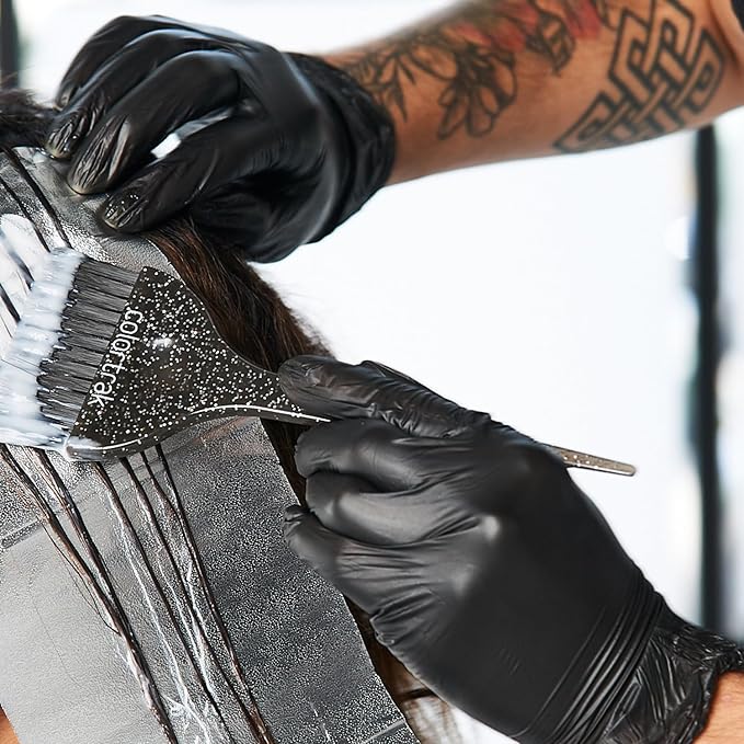 Colortrak Disposable Vinyl Gloves, Single-Use, Latex-Free, Powder-Free, Ambidextrous, Black