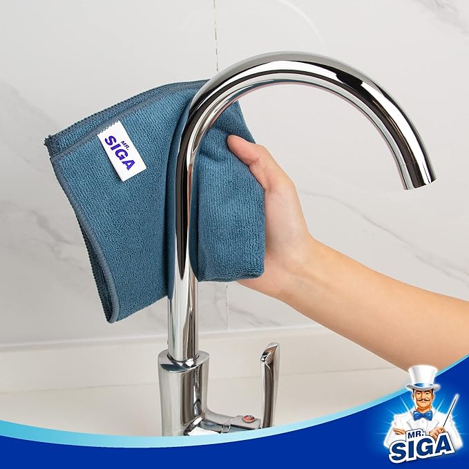 MR.SIGA Microfiber Cleaning Cloth, All-Purpose Microfiber Towels, Streak Free Cleaning Rags, Pack of 12, Light Teal, Size 32 x 32 cm(12.6 x 12.6 inch)