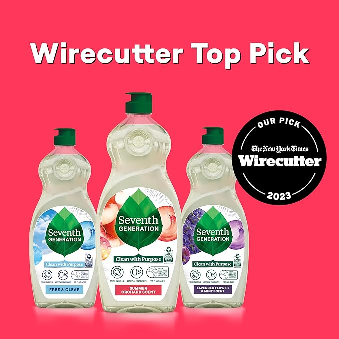 Seventh Generation Dish Soap Liquid Summer Orchard Scent Pack of 6 Dishwashing Soap Dish Detergent Liquid Soap 19 oz