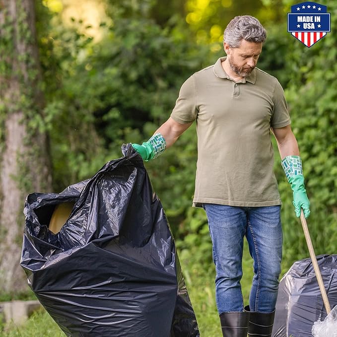 Fuxury 55-60 Gallon Trash Bags Heavy Duty, 150 Count Garbage Bags, 38 x 58" Extra Large Black Trash Bags, 0.7 Mil Plastic Bags for Serious Garbage Cleanup, Made in USA