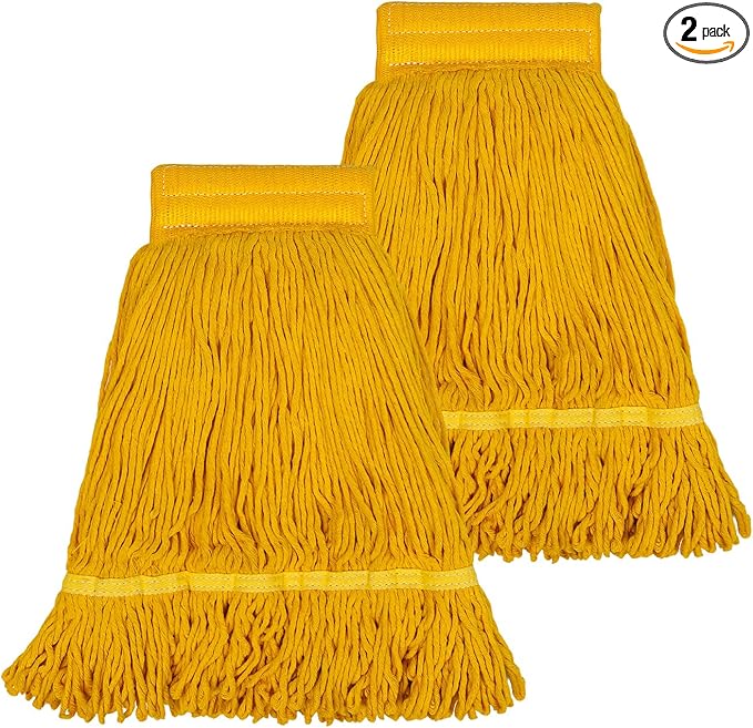 Pack of 2 Heavy Duty Commercial Mop Head Replacement, General Cleaning Mop Heavy Duty Commercial Replacement Wet Industrial Blue Cotton Looped End String Head Refill,Super Absorption and Durability