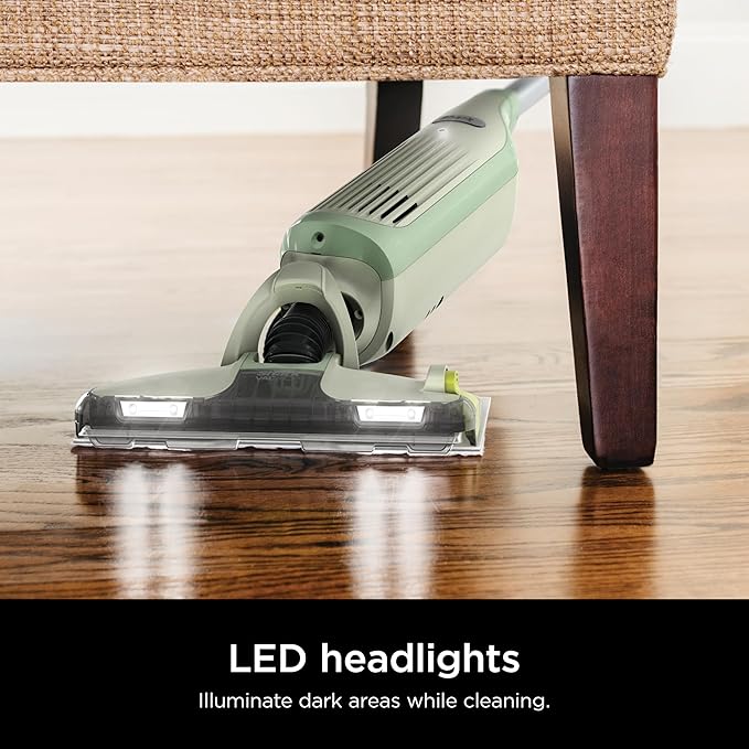 Shark VACMOP Cordless Hard Floor Cleaner, Vacuum and Spray Mop, Powerful Suction, Lightweight, LED Headlights, Includes 4 Disposable Pads, 12oz Multi-surface Cleaning Solution, Lime Green, VM252GN