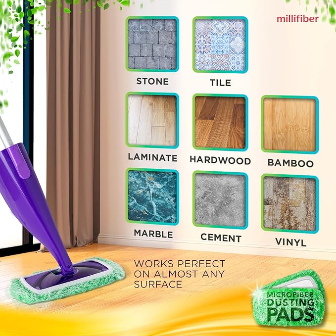 Floor Duster Refill Compatible with Swiffer WetJet (2 Pack) - Microfiber Mop Pads for Dusting Cloths - Reusable Replacements Mop Pads