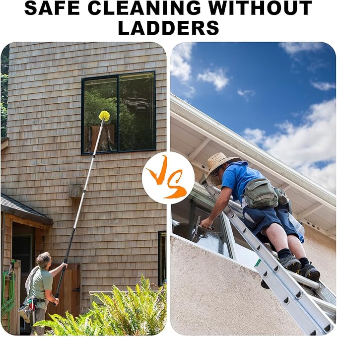 20 Foot Cobweb Duster with Extension Pole, 4-12ft Dusters for Cleaning with Bristles, High Reach Feather Duster for Outdoor Indoor, 4-Stage Spider Web Remover with Telescopic Pole for Ceiling Wall