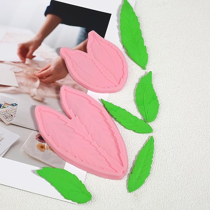 4 Pcs Fern Leaf Cake Decoration Fondant Molds, Multi-Size Leaf Silicone Molds for Baking Cookies, Candies, Chocolate, Dough, Gum, Flower Paste, DIY Resin Clay Plaster Pendant Crafts Reusable