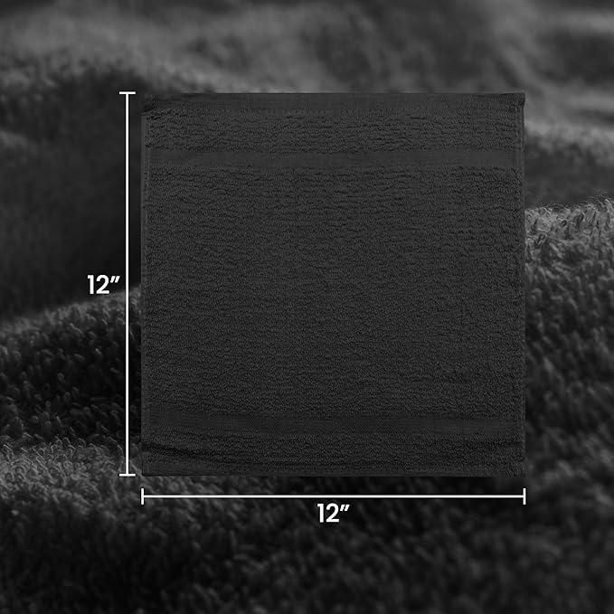 ZUPERIA 100% Cotton Terry Towels Cleaning Cloths, Pack of 50 (12" x 12") Multipurpose, Highly Absorbent, Reusable Cotton Rags, Bar Towels & Cleaning Rags for Everyday Usage (Grey)